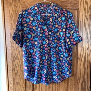 Vintage, “Flower Power”, Size 14, Women’s, Hand- crafted, cotton blouse.